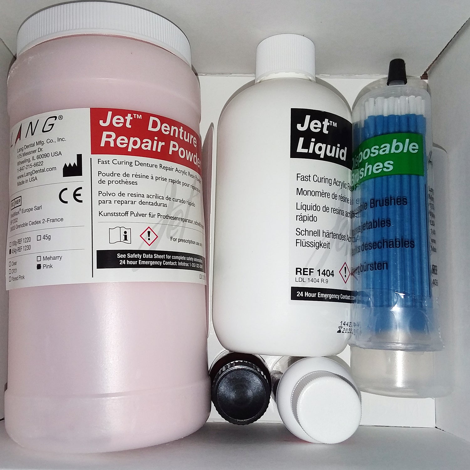 Lang Dental 1234PNK Jet Denture Repair Acrylic Powder/Liquid Pink Fast Set Lang Dental 1234PNK Jet Denture Repair Acrylic Powder/Liquid Pink Fast Set